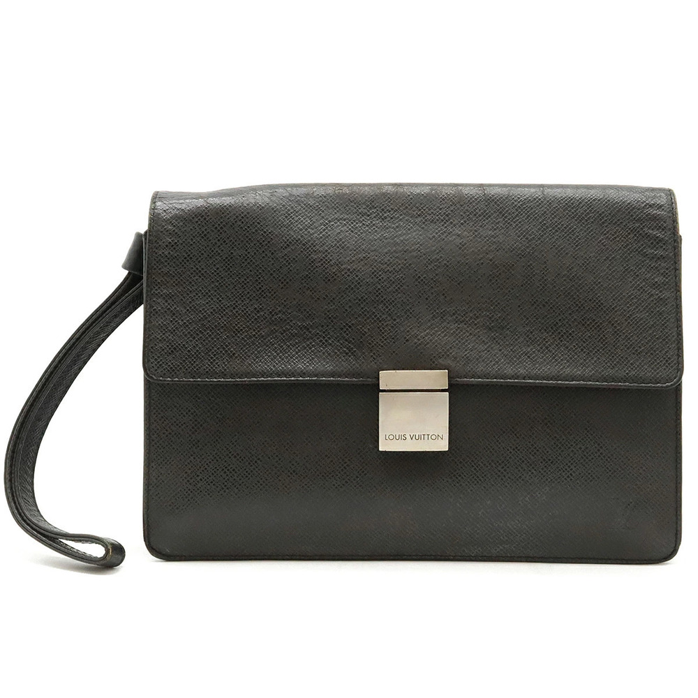 Louis Vuitton Taiga Selenga Pouch Leather Shoulder Bag Ardoise Black